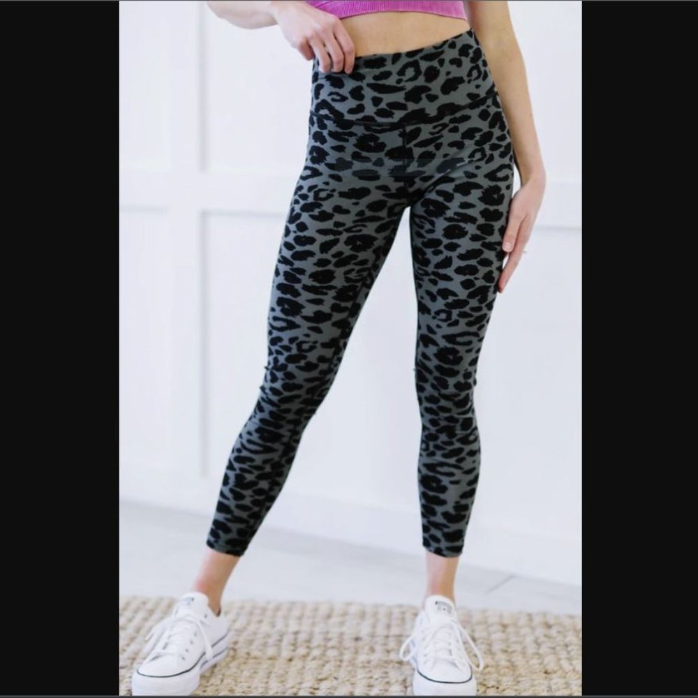Kimberly C Run Like a Cheetah Leggings | Olive Green &  Black | Size Large